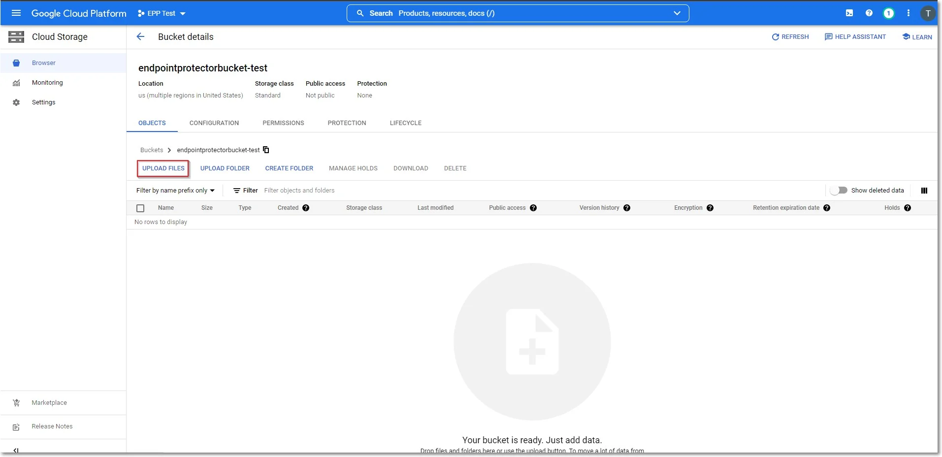 Uploading Endpoint Protector image to the bucket