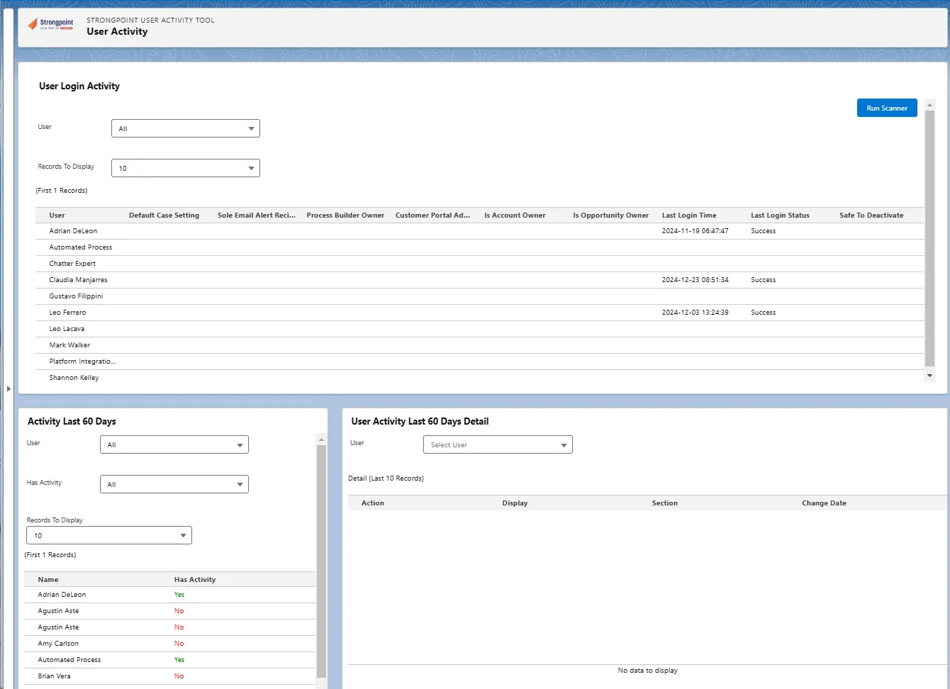 User Activity tool