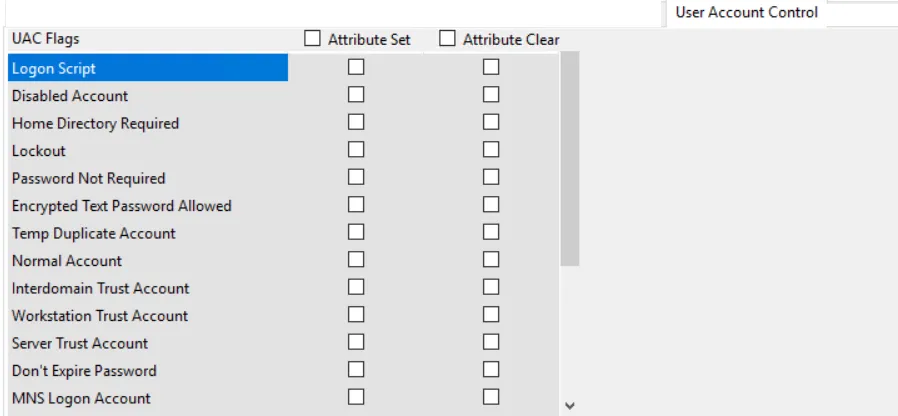Policy window - User Account Control (UAC) filter