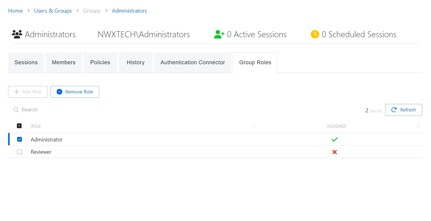 Group Roles Tab for User Groups