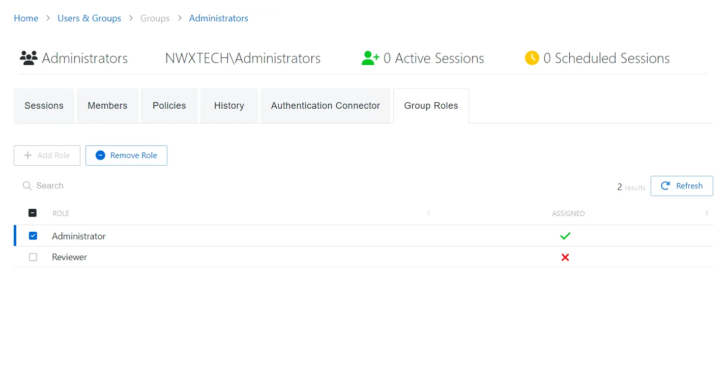 Group Roles Tab for User Groups