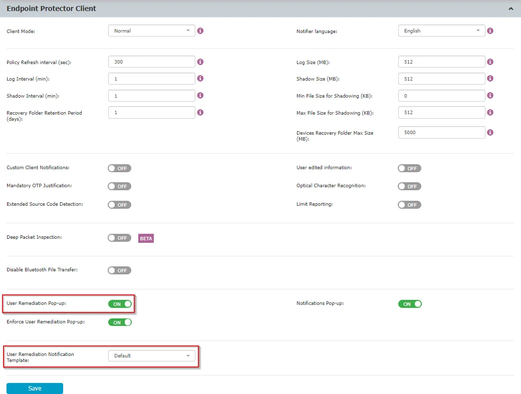 User Remediation Pop-up