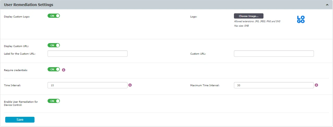 User Remediation Settings