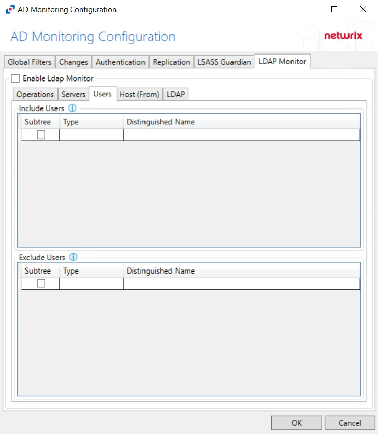 Users Tab in the LDAP Monitor Tab