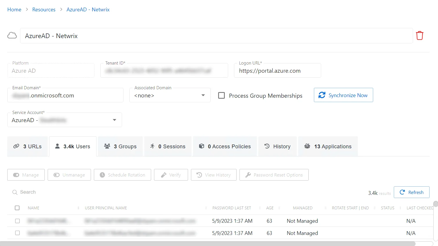 Users Tab Azure AD