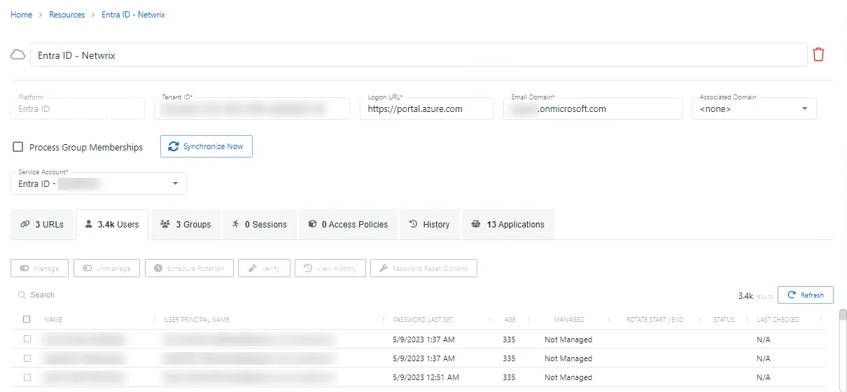 Users Tab Entra ID