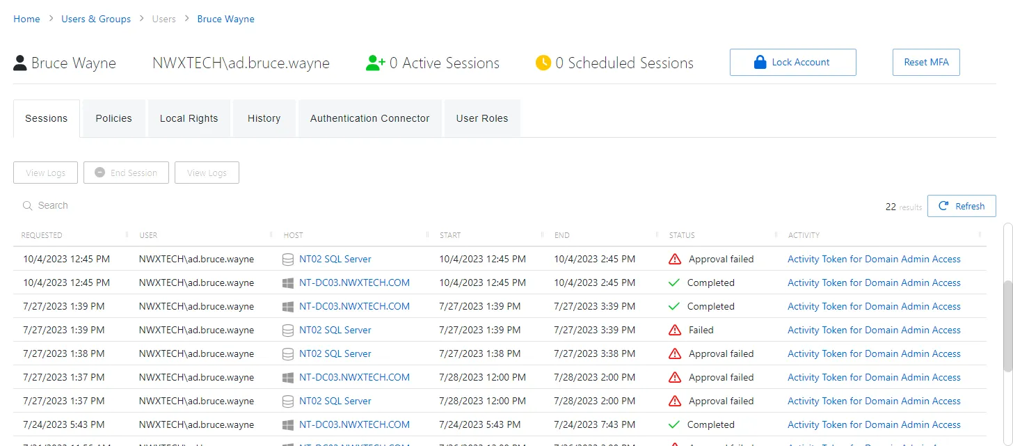 Users and Groups Details page