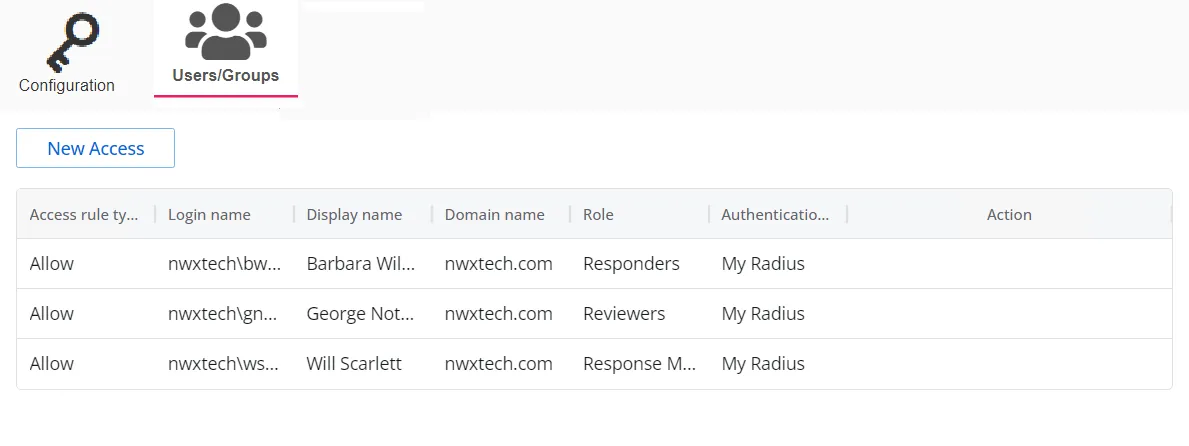 UserGroups tab for an authneication provider