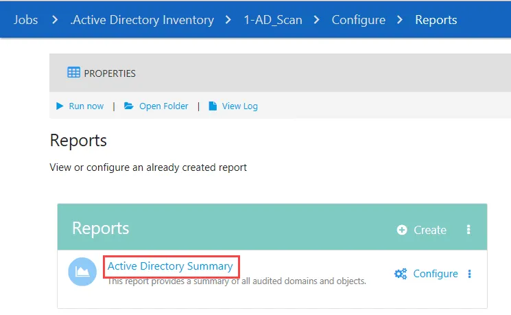 Access report from configure page