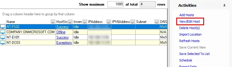 View/Edit Host option
