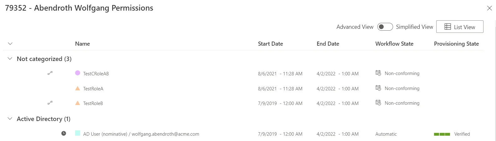 View Permissions Advanced
