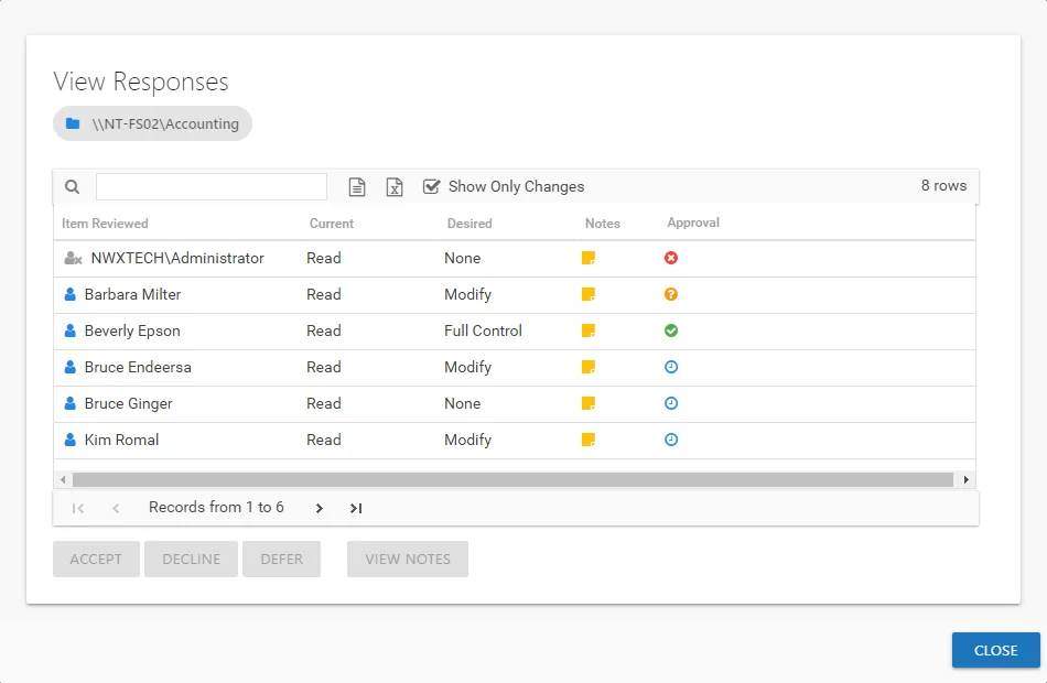 View Responses window