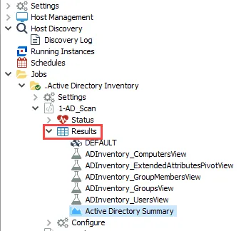 Report in the Results node