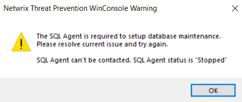 Threat Prevention WinConsole Warning window