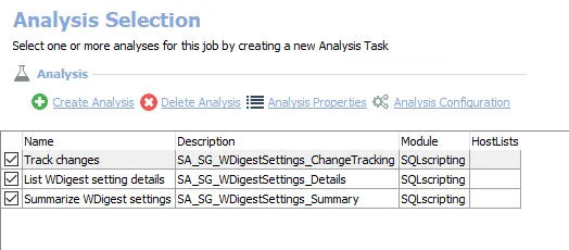 Analysis Tasks for the SG_WDigestSettings Job