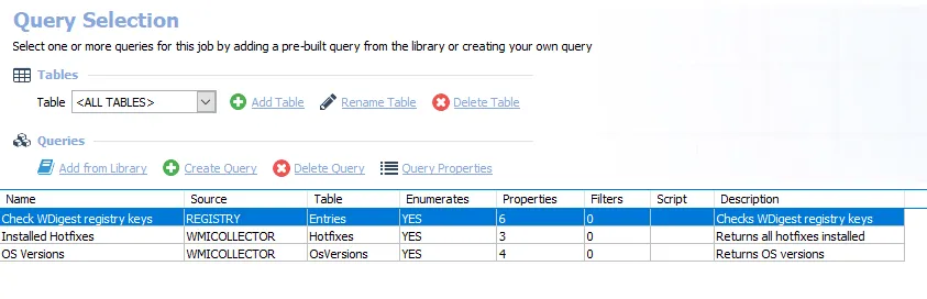 Queries for the SG_WDigestSettings Job