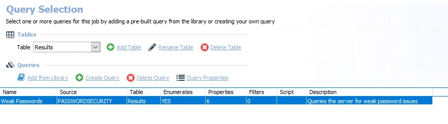Query for the AD_WeakPasswords Job