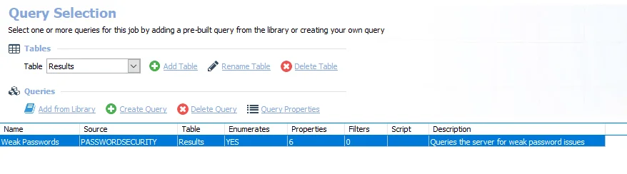 Query for the AD_WeakPasswords Job