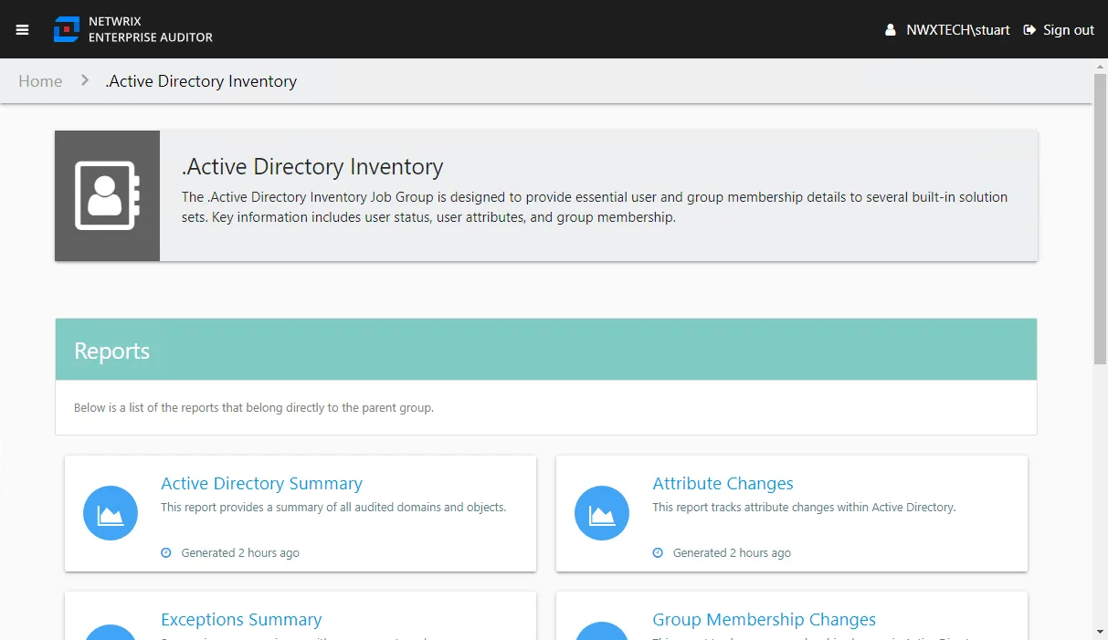Web Console .Active Directory Inventory