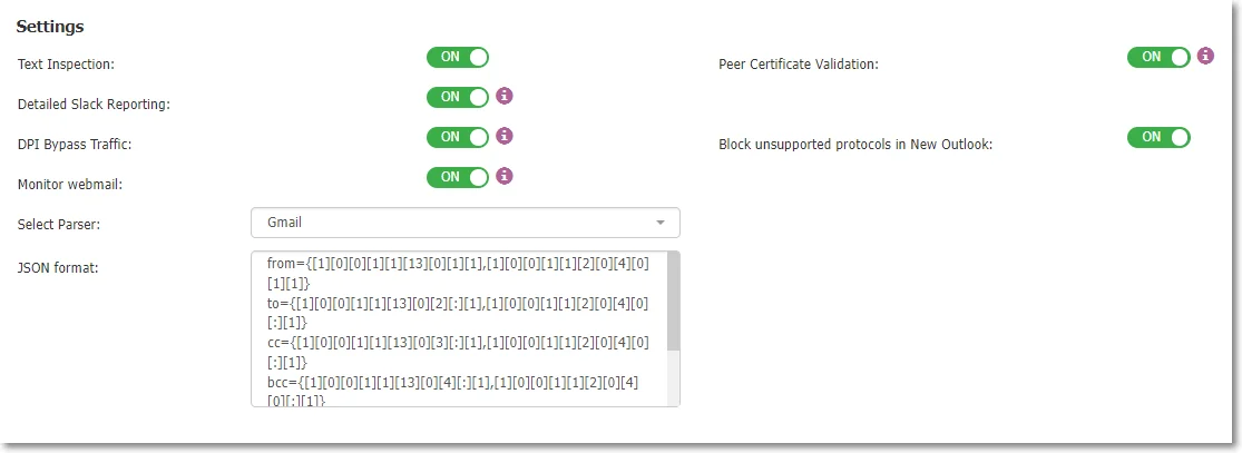 Monitor Webmail JSON Format Parser Usage