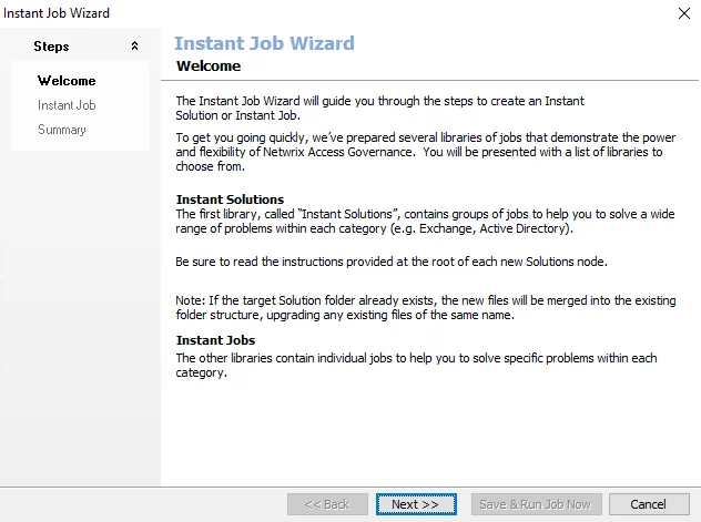 Instant Job Wizard Welcome page
