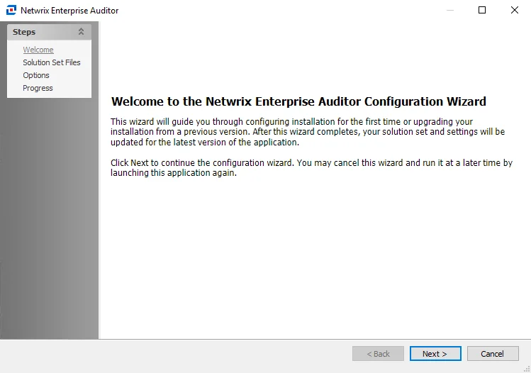 Configuration Wizard Welcome page