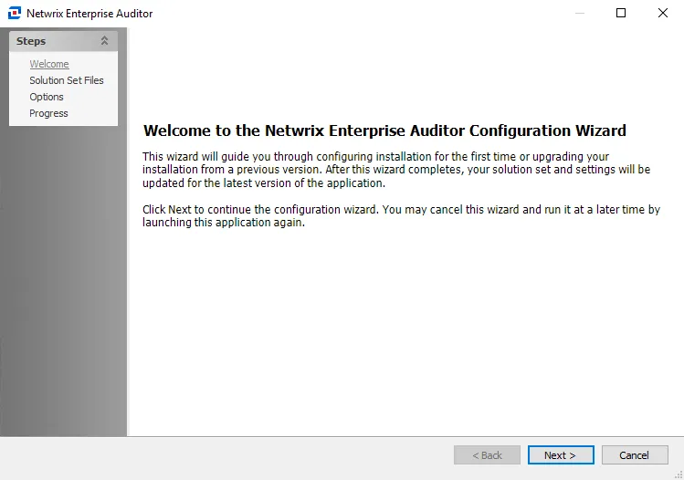 Configuration Wizard Welcome page