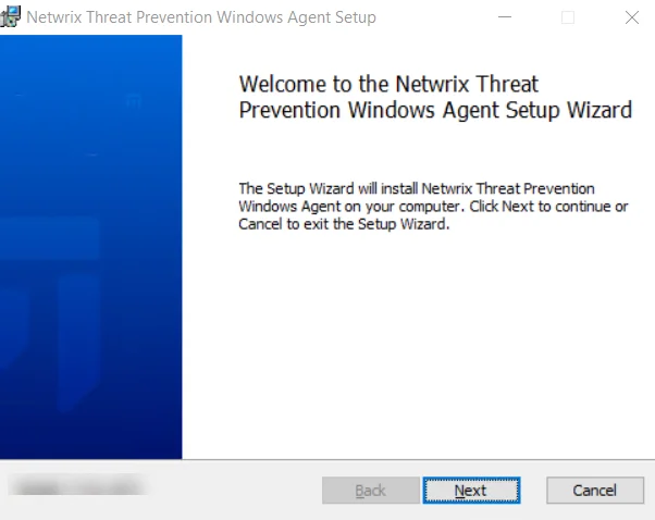 Threat Prevention Windows Agent - Welcome Page