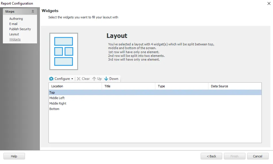 Widgets page