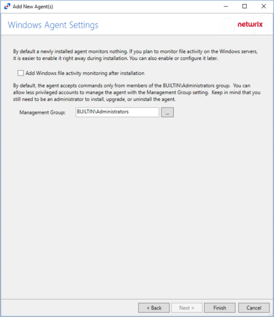 Windows Agent Settings