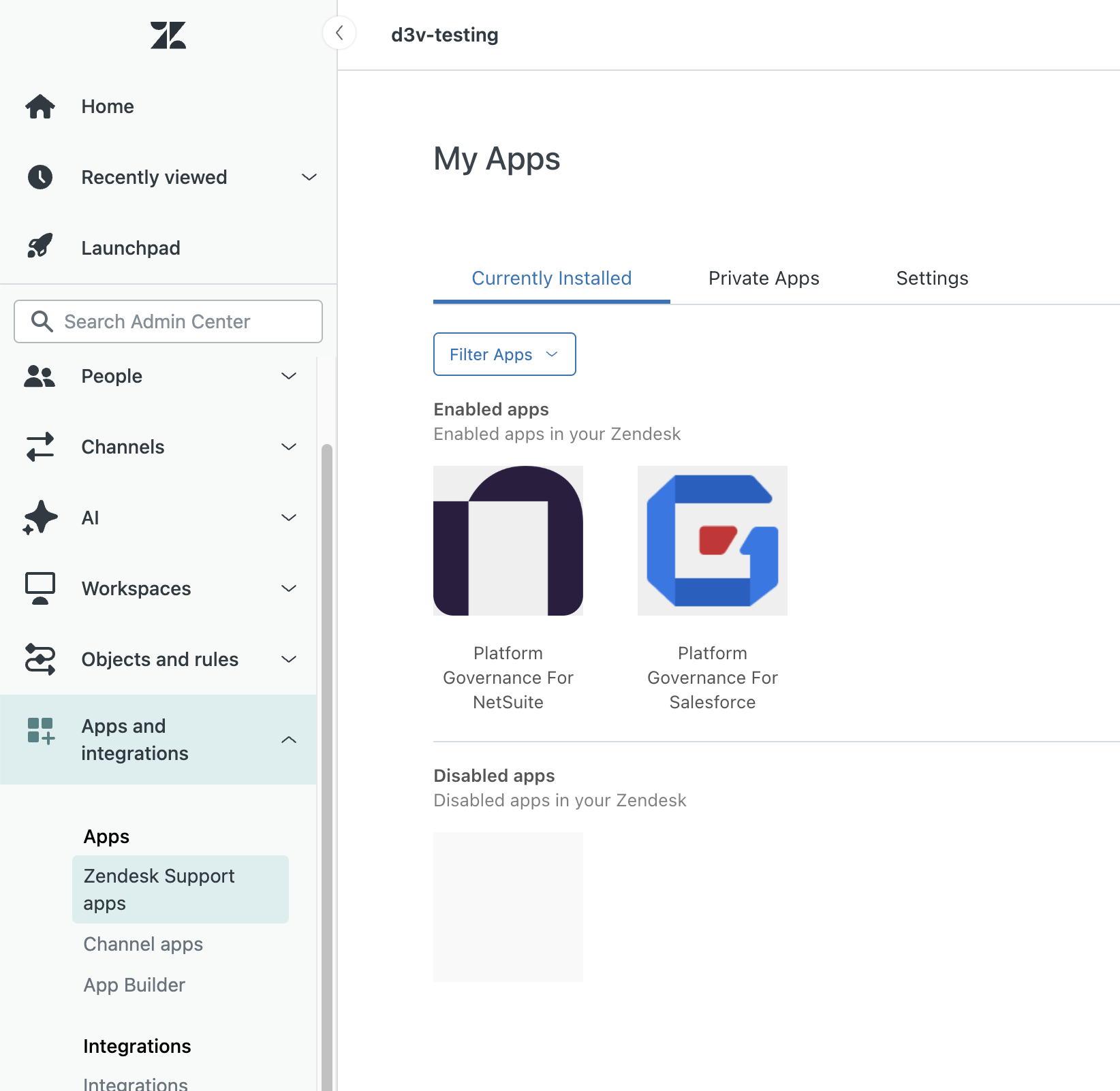 Configure the Platform Governance Zendesk app