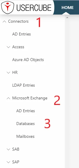 Microsoft Exchange Menu Items