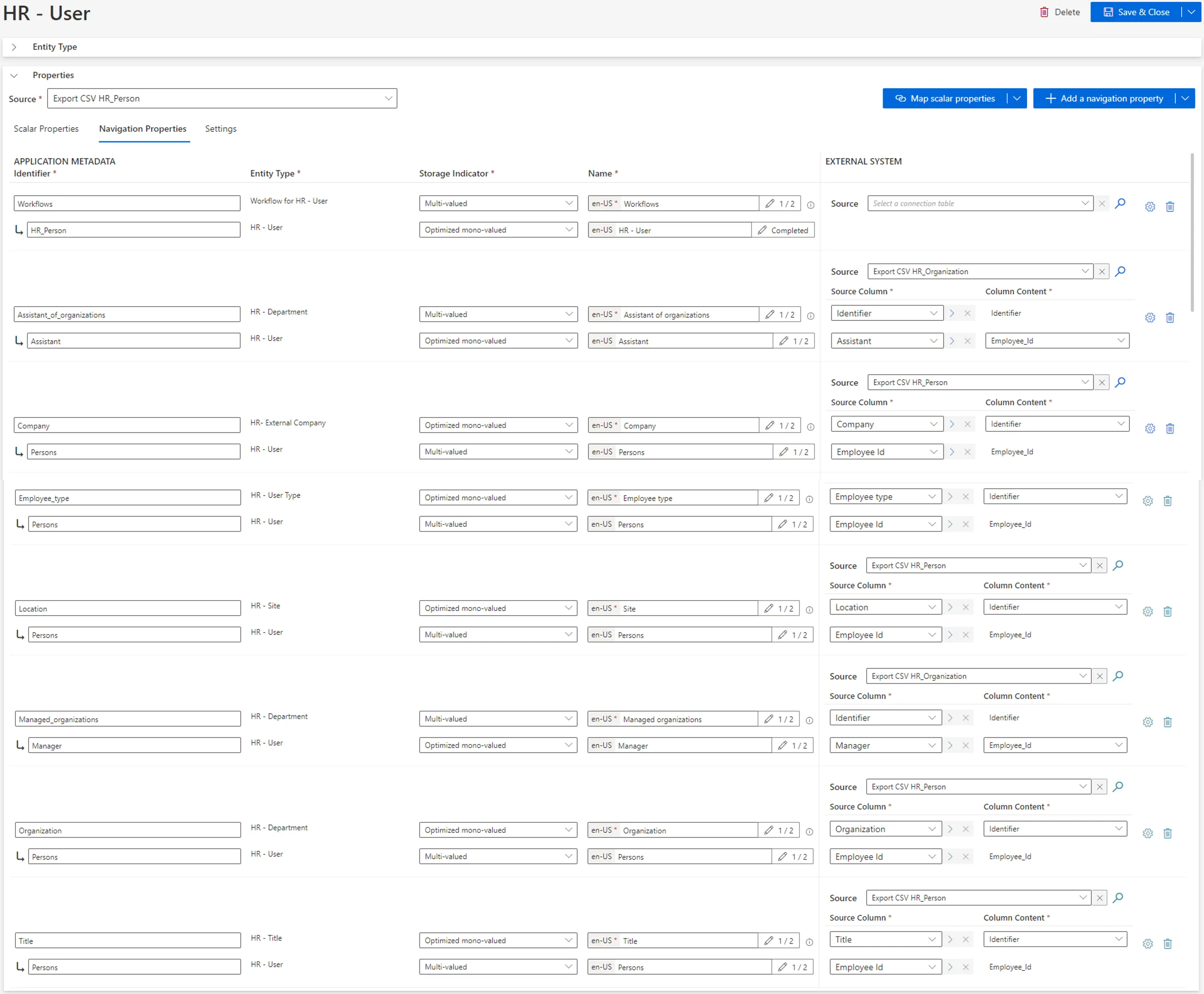 HR Entity Type - Navigation Properties